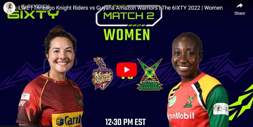 LIVE | Trinbago Knight Riders vs Guyana Amazon Warriors | The 6IXTY 2022 | Women | Home of T20