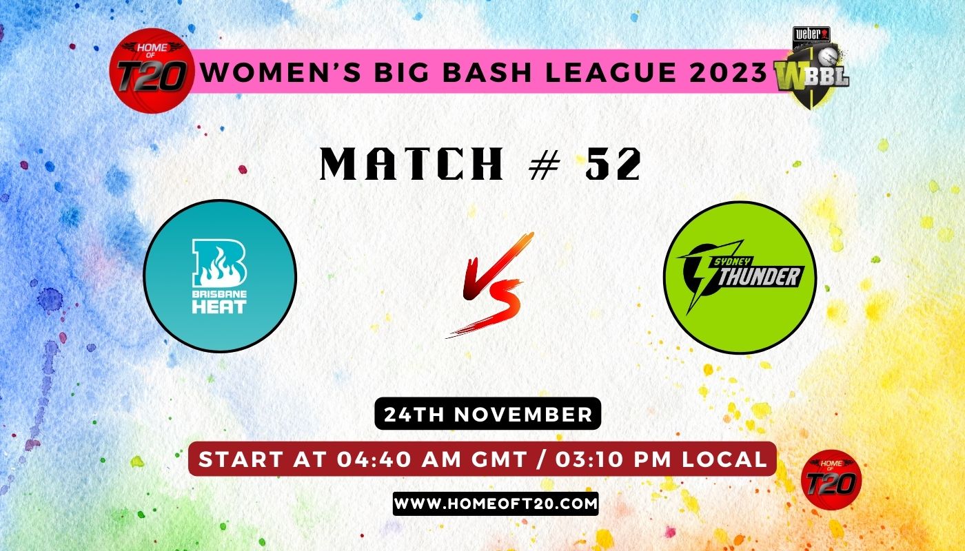 WBBL 2023 Match 52, Brisbane Heat-W vs Sydney Thunder-W Match Preview, Pitch Report, Weather Report, Predicted XI, Fantasy Tips, and Live Streaming Details