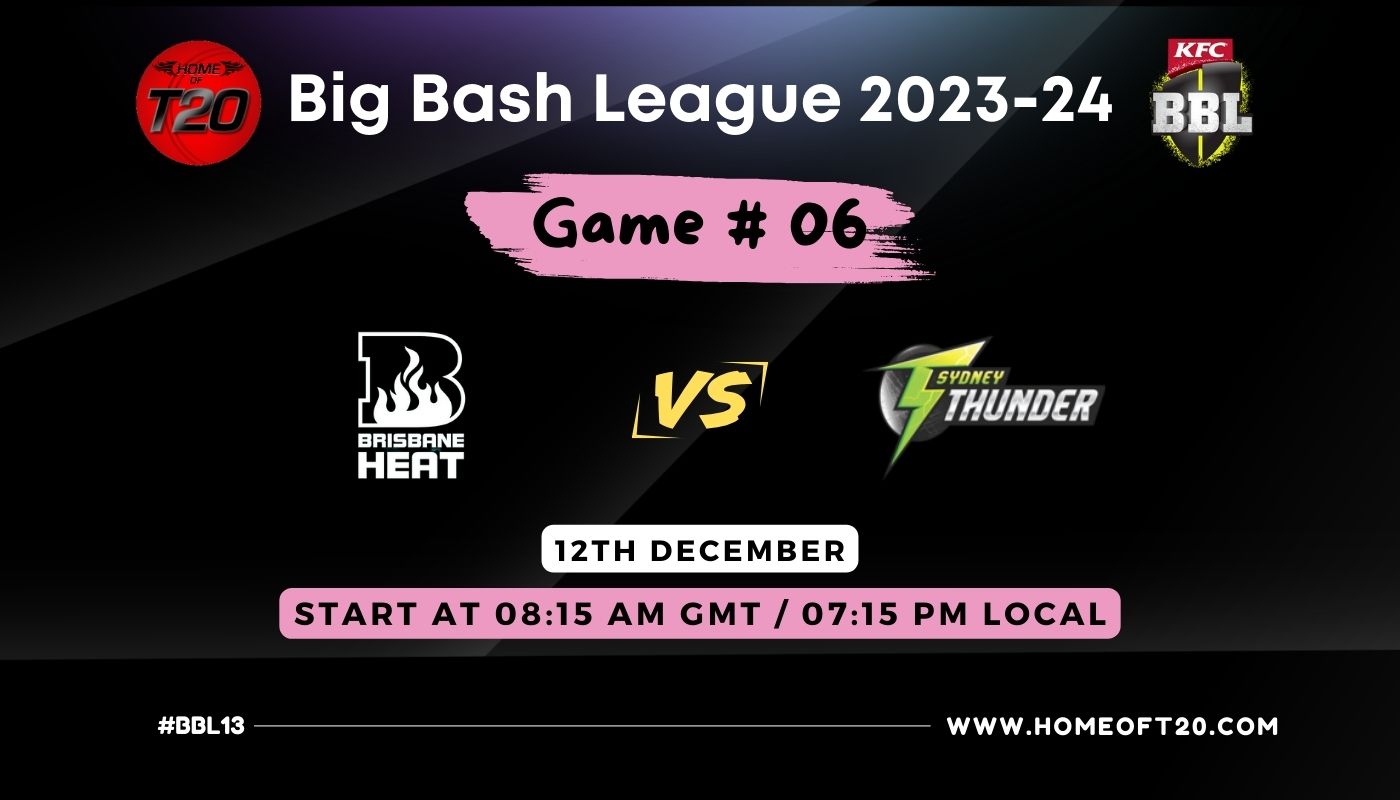 BBL 2024 Match 6, Sydney Thunder vs Brisbane Heat Match Preview, Pitch Report, Weather Report, Predicted XI, Fantasy Tips, and Live Streaming Details