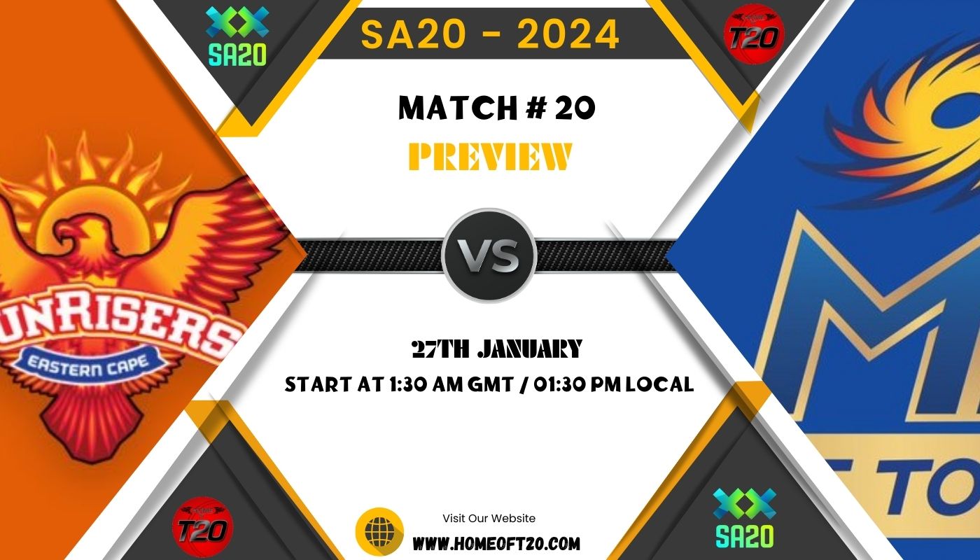 SA20 2024 Match 20, Sunrisers Eastern Cape vs MI Cape Town Match Preview, Pitch Report, Weather Report, Predicted XI, Fantasy Tips, and Live Streaming Details