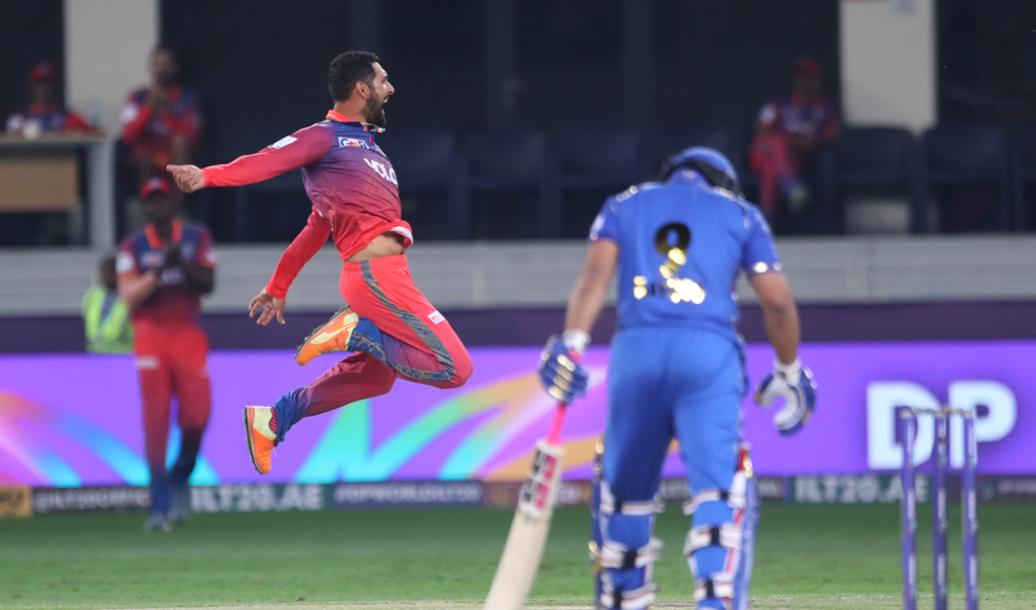 Dubai Capitals Crush MI Emirates with Glowing Batting & Bowling