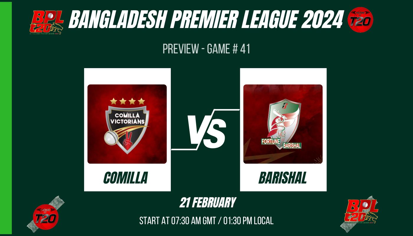 BPL 2024 Match 41, Comilla Victorians vs Fortune Barishal Preview, Pitch Report, Weather Report, Predicted XI, Fantasy Tips, and Live Streaming Details